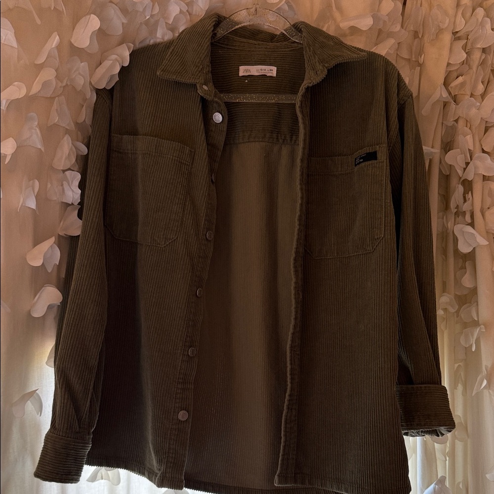 Zara Sage Green Corduroy Shirt